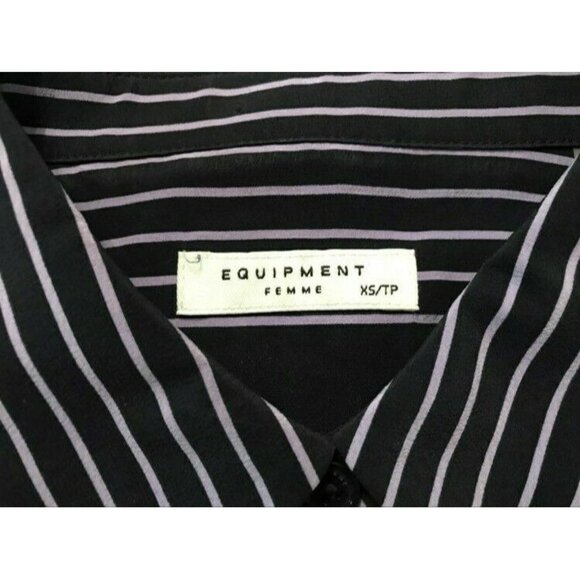 EQUIPMENT FEMME Short Sleeve Silk Signature Shirtdress Size XS Blue Red Striped - Picture 6 of 7